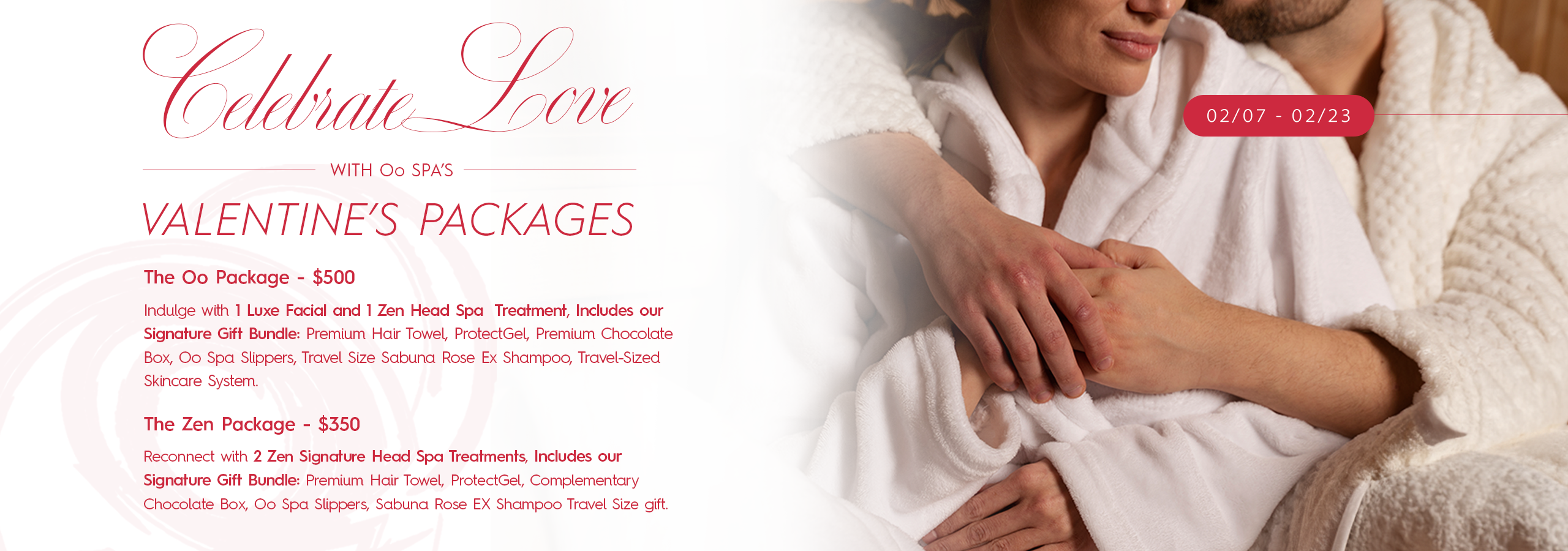 Celebrate Love with Oo Spa's Valentine's promotional couple packages. Exclusive Japanese Head Spa treatments that promote scalp health and holistic facials along with signature gifts.